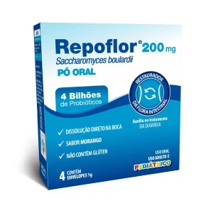 Repoflor 200mg pediátrico 4 envelopes 1g